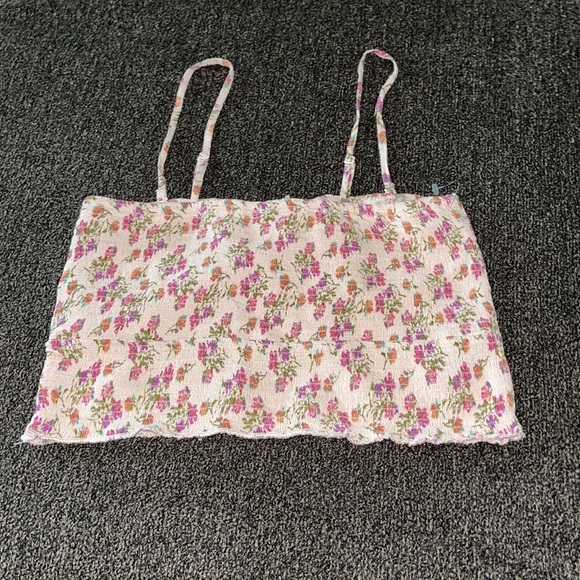 Free People Maia Petal Meadow Ruched Top with removable adjustable straps Sz L - Picture 4 of 15